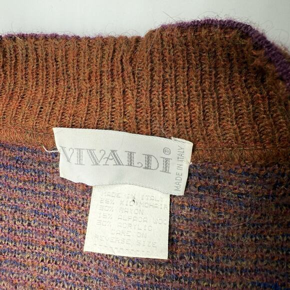 Vintage Vivaldi Cardigan Sweater Size L Abstract Coogi Style 80s Alpaca Italy - Picture 4 of 10